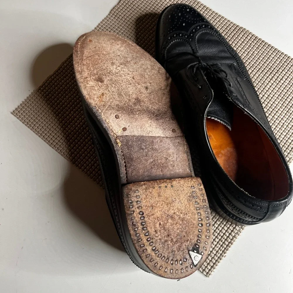 Florsheim Royal Imperial Mens 9 D Black Pebble Grain Leather Longwing Brogues